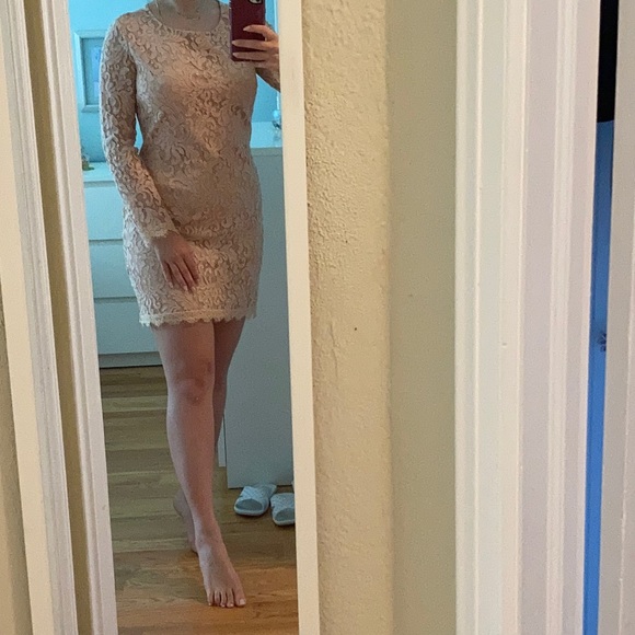 DEX Creme Pink Lace Dress - Picture 1 of 4